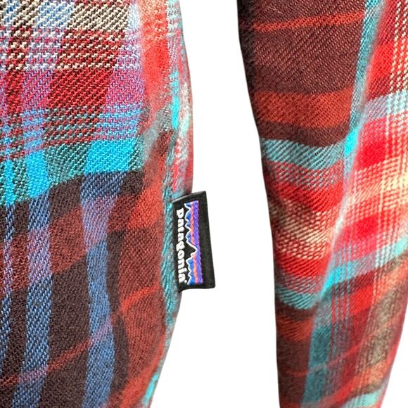 Patagonia Flannel Shirt Men’s Medium Red Blue Long Sleeve Button Up 100% Cotton - Picture 5 of 12